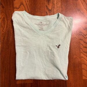 American Eagle Outfitters Light Mint V-Neck Tee